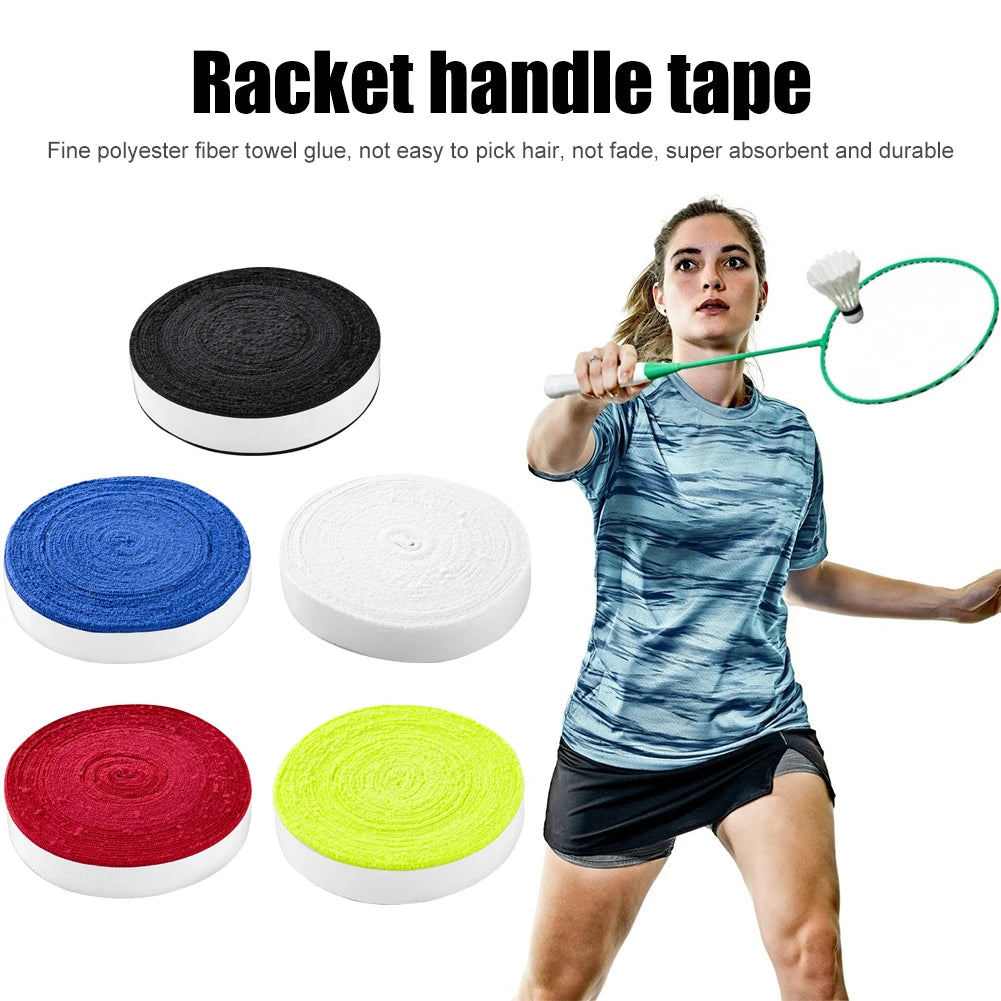 10m Badminton Tennis Racket Overgrips Anti Skid Tennis Racket Grip Tape Super Absorbing Replacement 3cm Wide Sports Accessories
