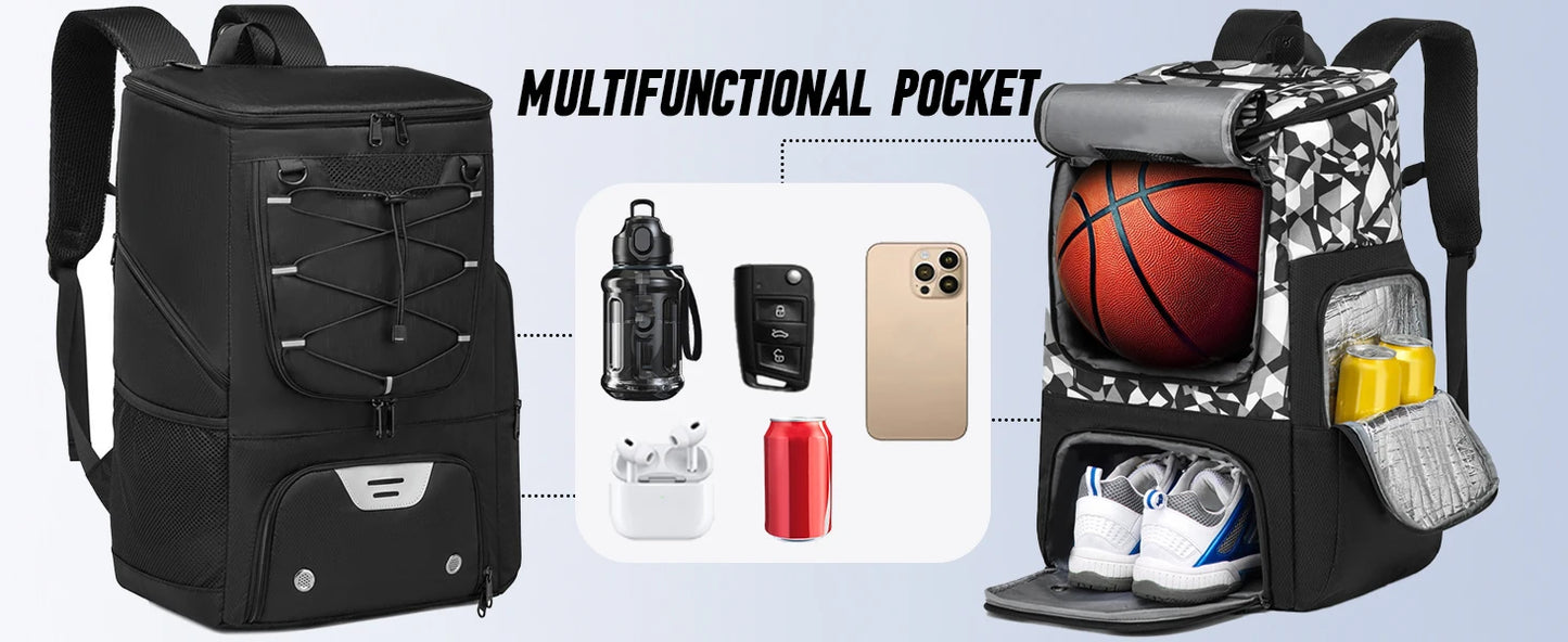 Sports Training Equipment Basketball Backpack with Separate Ball holder & Shoes Compartment Gym Backpack for Basketball Soccer