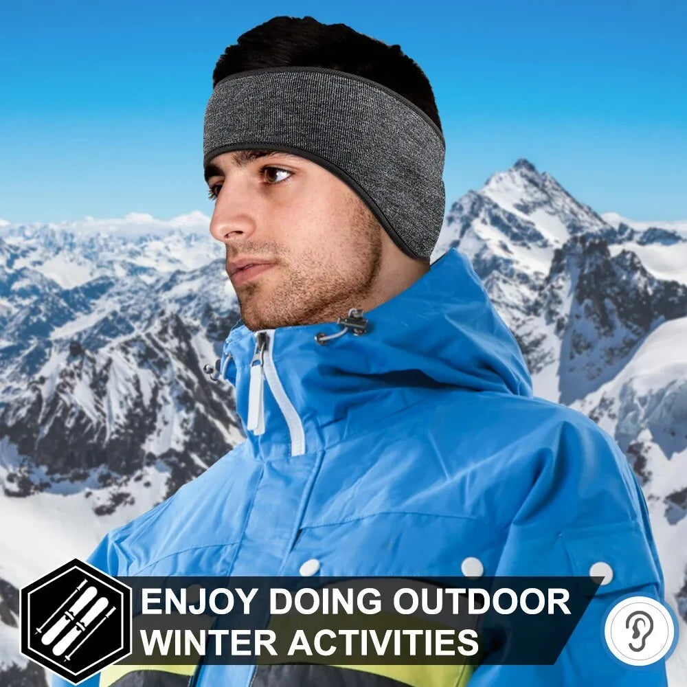 Fleece Ear Warmer Muff Winter Sports Headband Ear Muffs Headband for Men Women Running Skiing Outdoor Ear Warmer Sweatband