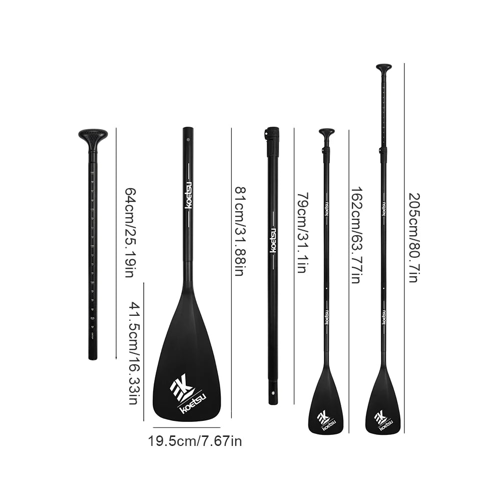 3-Piece Stand Up Paddleboard Paddles Adjustable Length SUP Surfpaddle Aluminum Alloy One Way Paddle for Outdoor Water Sports