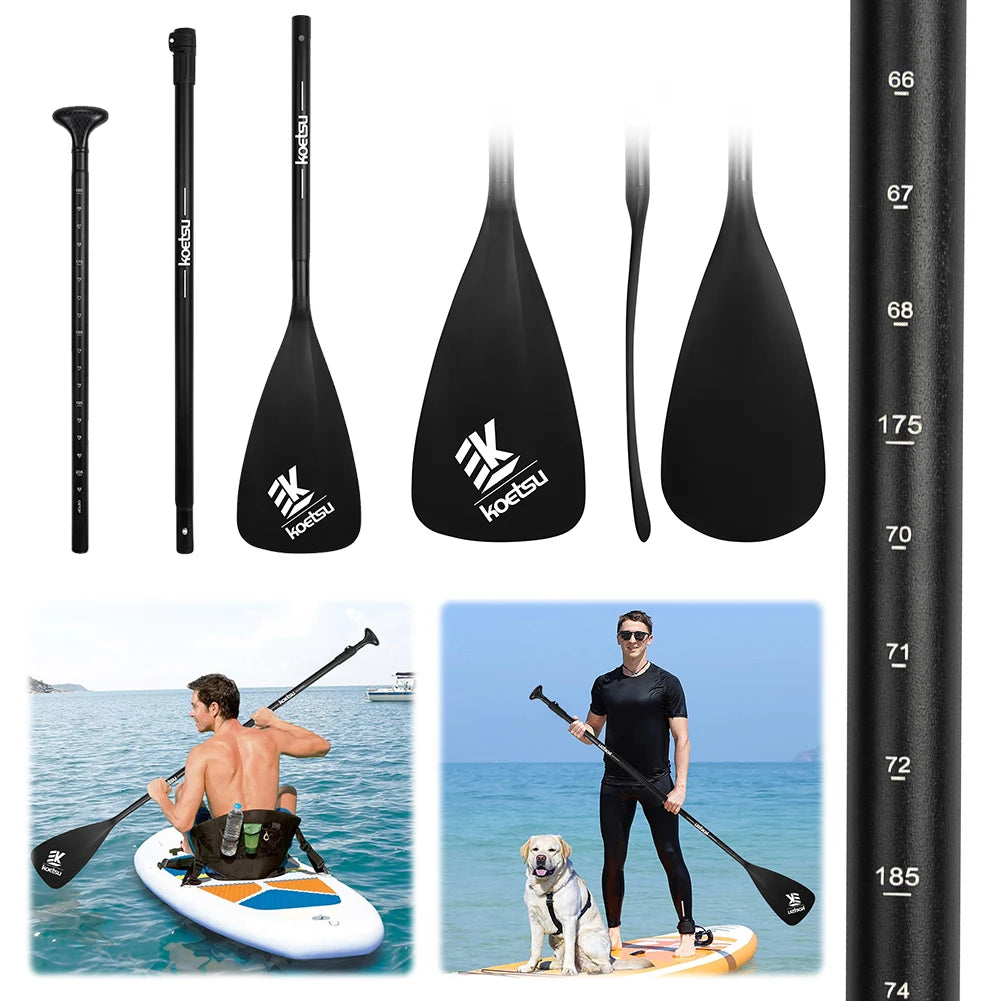 3-Piece Stand Up Paddleboard Paddles Adjustable Length SUP Surfpaddle Aluminum Alloy One Way Paddle for Outdoor Water Sports