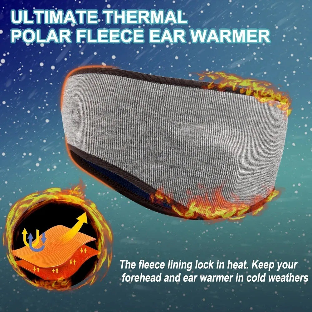 Fleece Ear Warmer Muff Winter Sports Headband Ear Muffs Headband for Men Women Running Skiing Outdoor Ear Warmer Sweatband