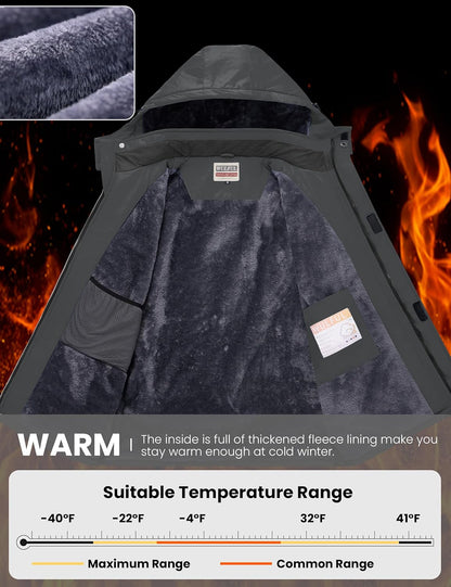 Men'S Waterproof Ski Jacket Warm Winter Snow Coat Mountain Windbreaker