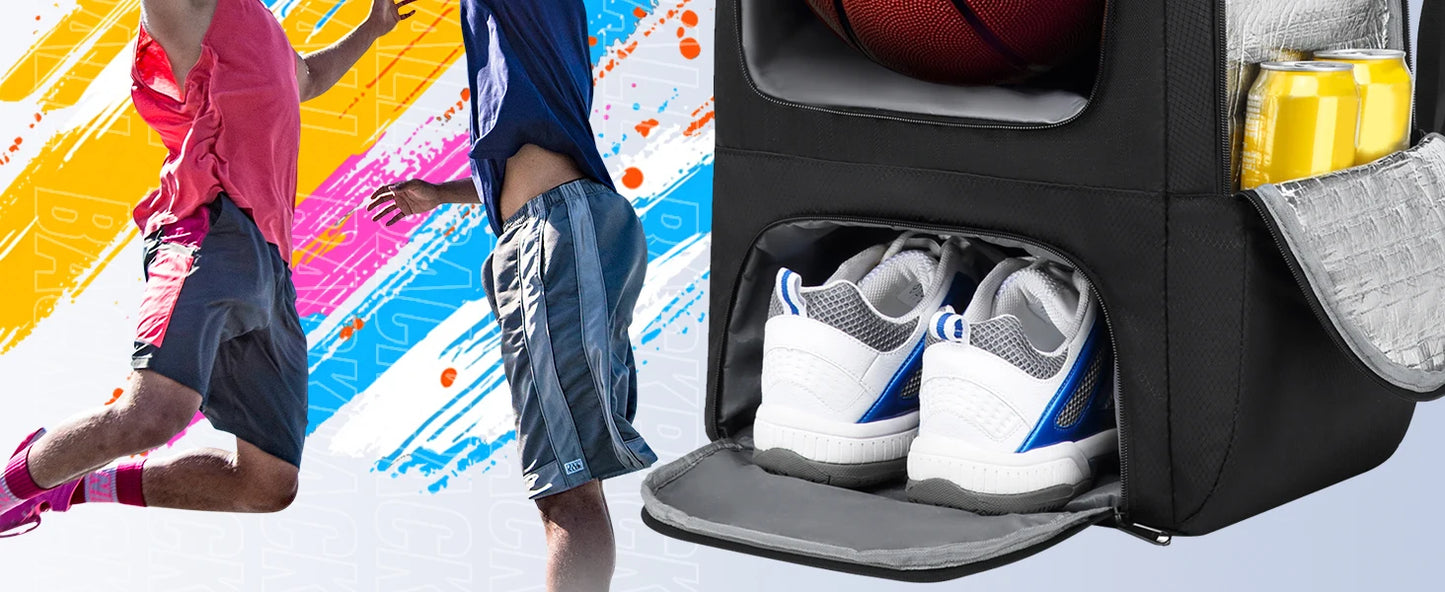 Sports Training Equipment Basketball Backpack with Separate Ball holder & Shoes Compartment Gym Backpack for Basketball Soccer