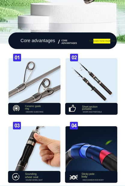 Telescopic Fishing Rod Full Kits Casting Rod Spincast Fishing Reel Feeder Rod Combo Ultra Short 1.5m-1.8m Fishing Rod Set