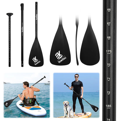 3-Piece Stand Up Paddleboard Paddles Adjustable Length SUP Surfpaddle Aluminum Alloy One Way Paddle for Outdoor Water Sports
