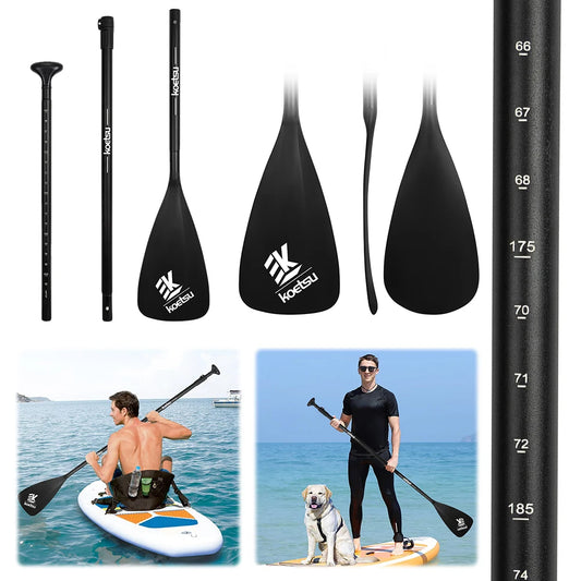 3-Piece Stand Up Paddleboard Paddles Adjustable Length SUP Surfpaddle Aluminum Alloy One Way Paddle for Outdoor Water Sports