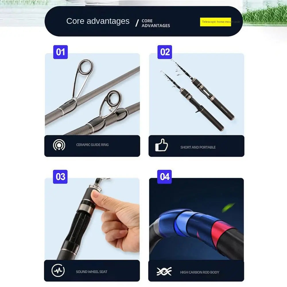 Telescopic Fishing Rod Full Kits Casting Rod Spincast Fishing Reel Feeder Rod Combo Ultra Short 1.5m-1.8m Fishing Rod Set