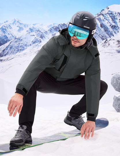 Men'S Waterproof Ski Jacket Warm Winter Snow Coat Mountain Windbreaker